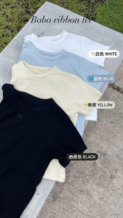 BOBO RIBBON TEE IN WHITE/BLACK/YELLOW/BLUE
