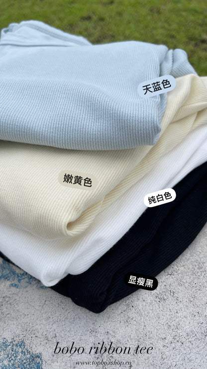 BOBO RIBBON TEE IN WHITE/BLACK/YELLOW/BLUE