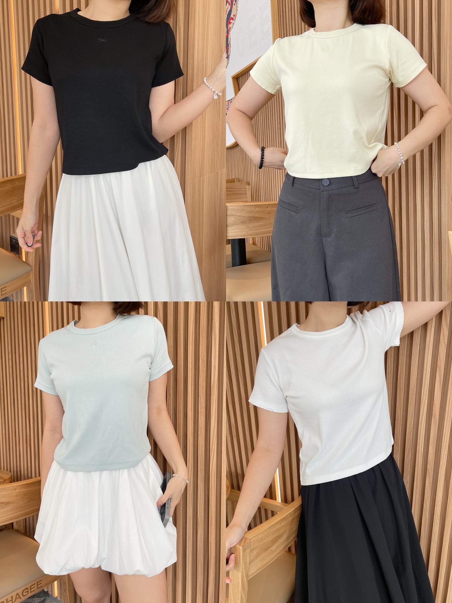 BOBO RIBBON TEE IN WHITE/BLACK/YELLOW/BLUE