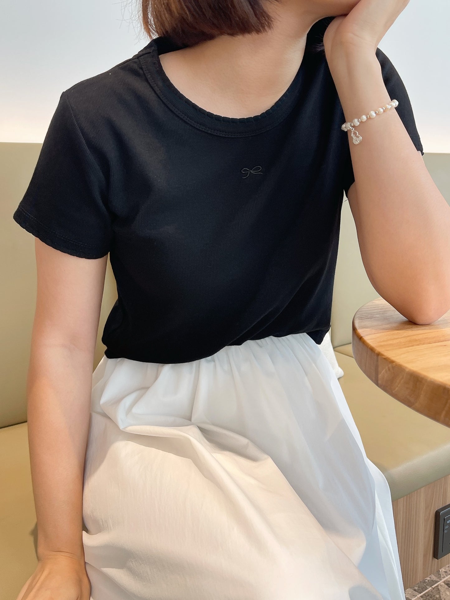 BOBO RIBBON TEE IN WHITE/BLACK/YELLOW/BLUE