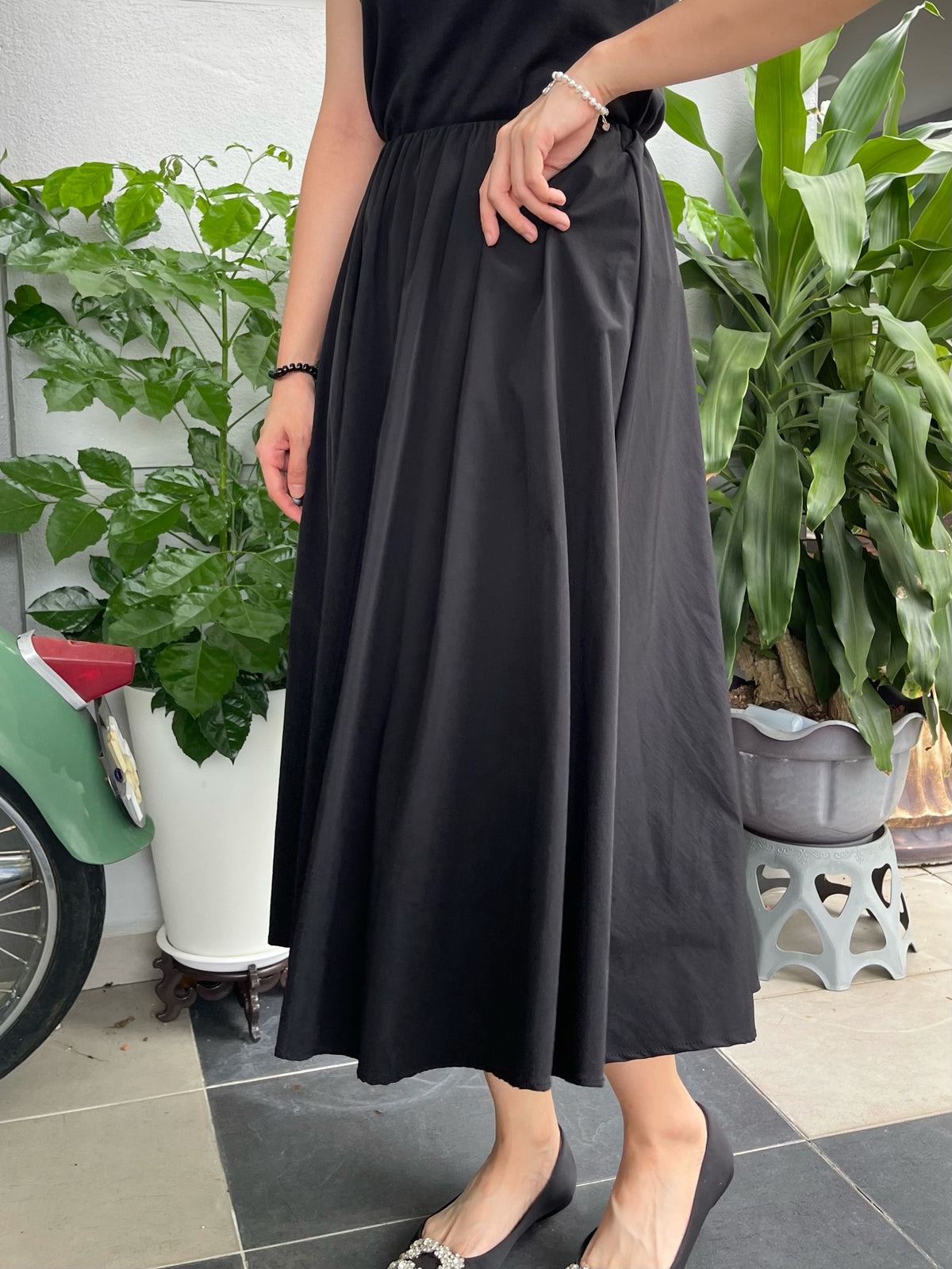 BUBBLE MAXI SKIRT IN WHITE/BLACK