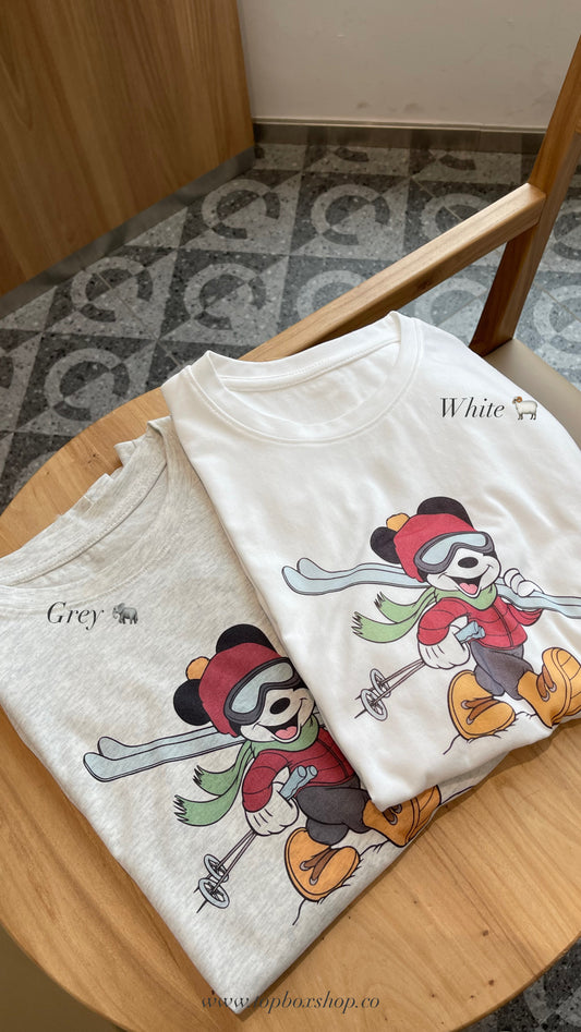 OVERSIZED MICKEY TEE IN WHITE/GREY