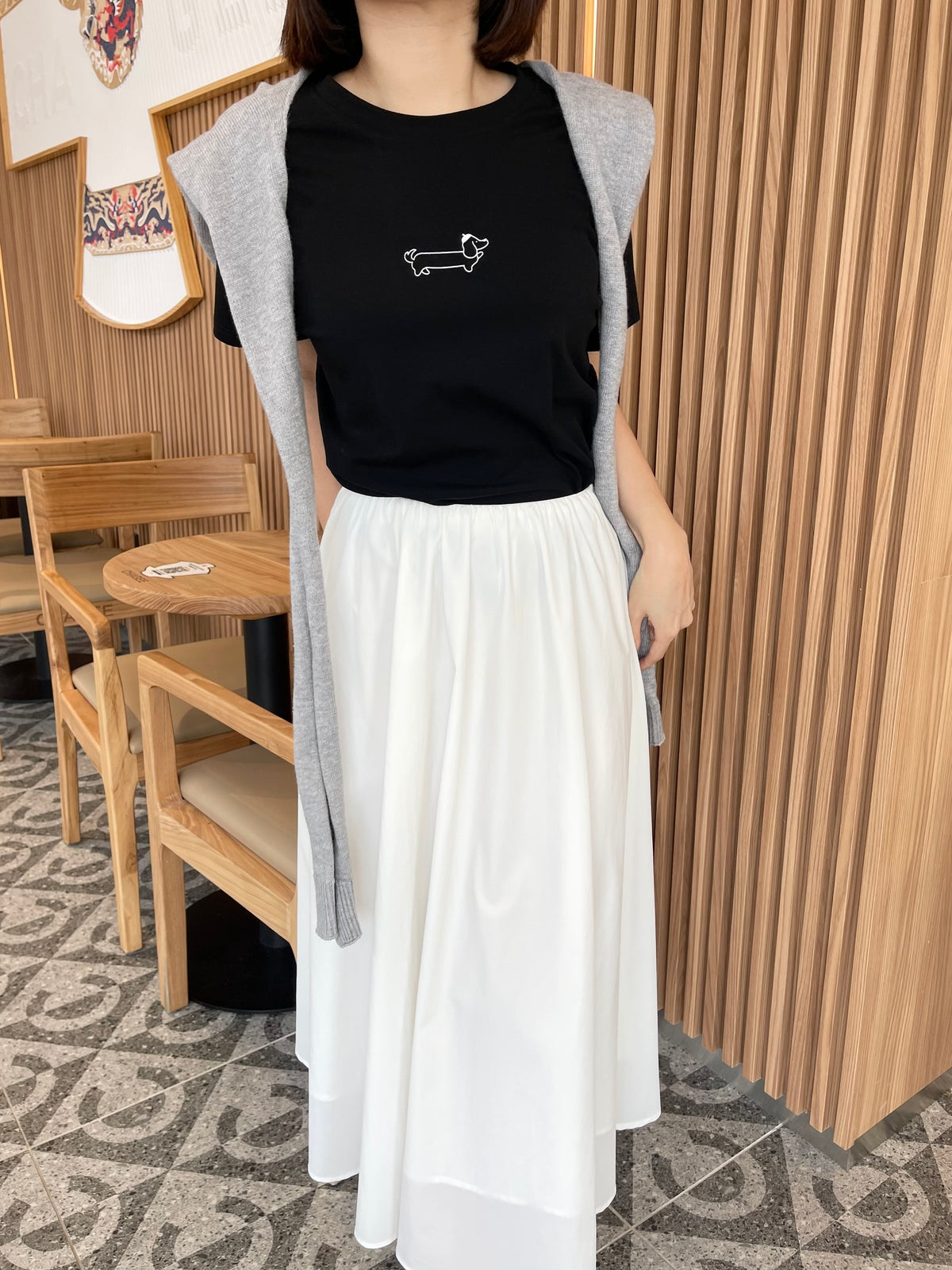BUBBLE MAXI SKIRT IN WHITE/BLACK