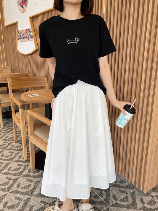 BUBBLE MAXI SKIRT IN WHITE/BLACK