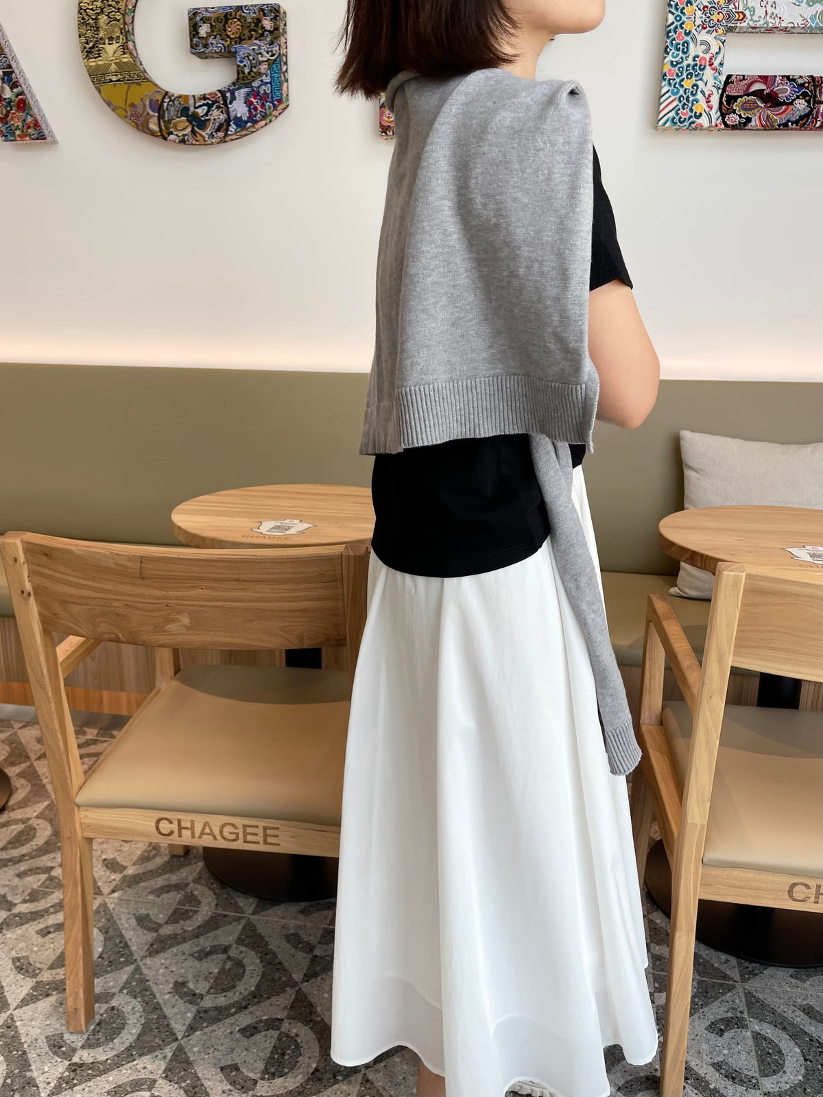 BUBBLE MAXI SKIRT IN WHITE/BLACK