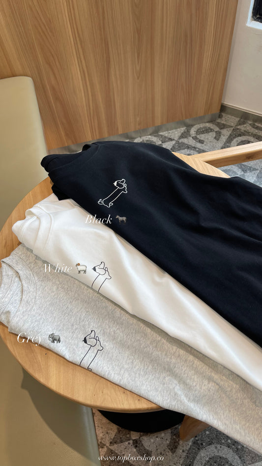 PUPPY DAY TEE IN BLACK/WHITE/GREY