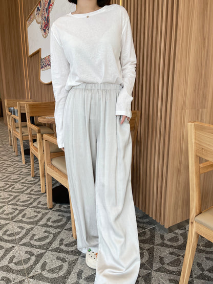 JAMIE TROUSERS IN TEA WHITE/SILVER GREY