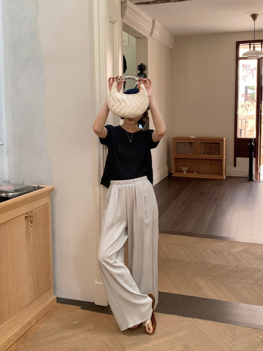 JAMIE TROUSERS IN TEA WHITE/SILVER GREY