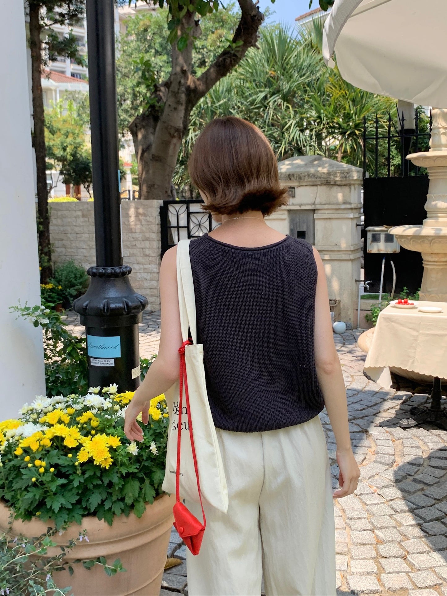 KNIT SINGLET IN D.GREY/YELLOW/WHTE/KHAKI