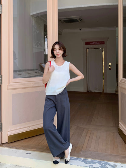 KNIT SINGLET IN D.GREY/YELLOW/WHTE/KHAKI
