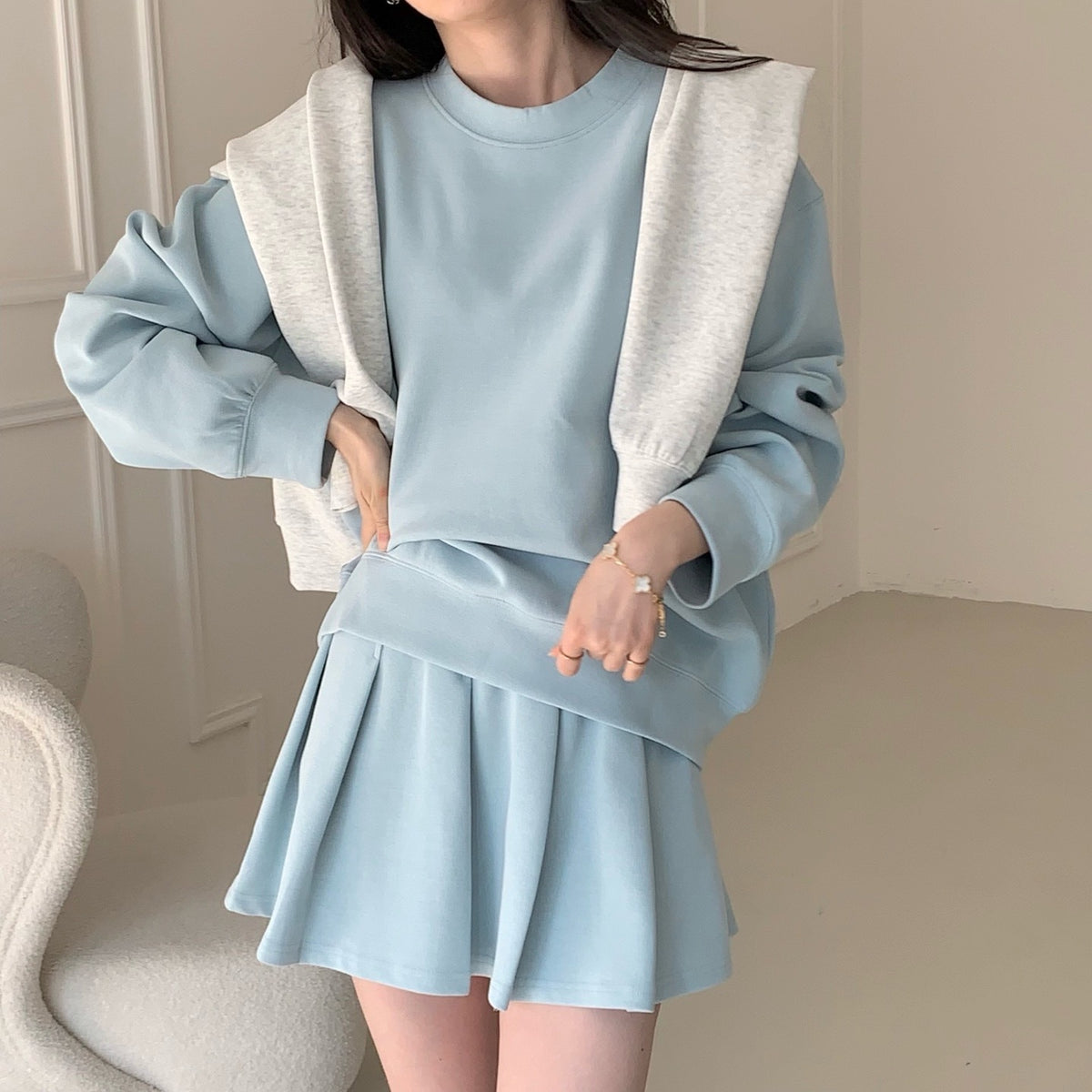 IA SWEATER SET IN YELLOW/GREY/BLUE