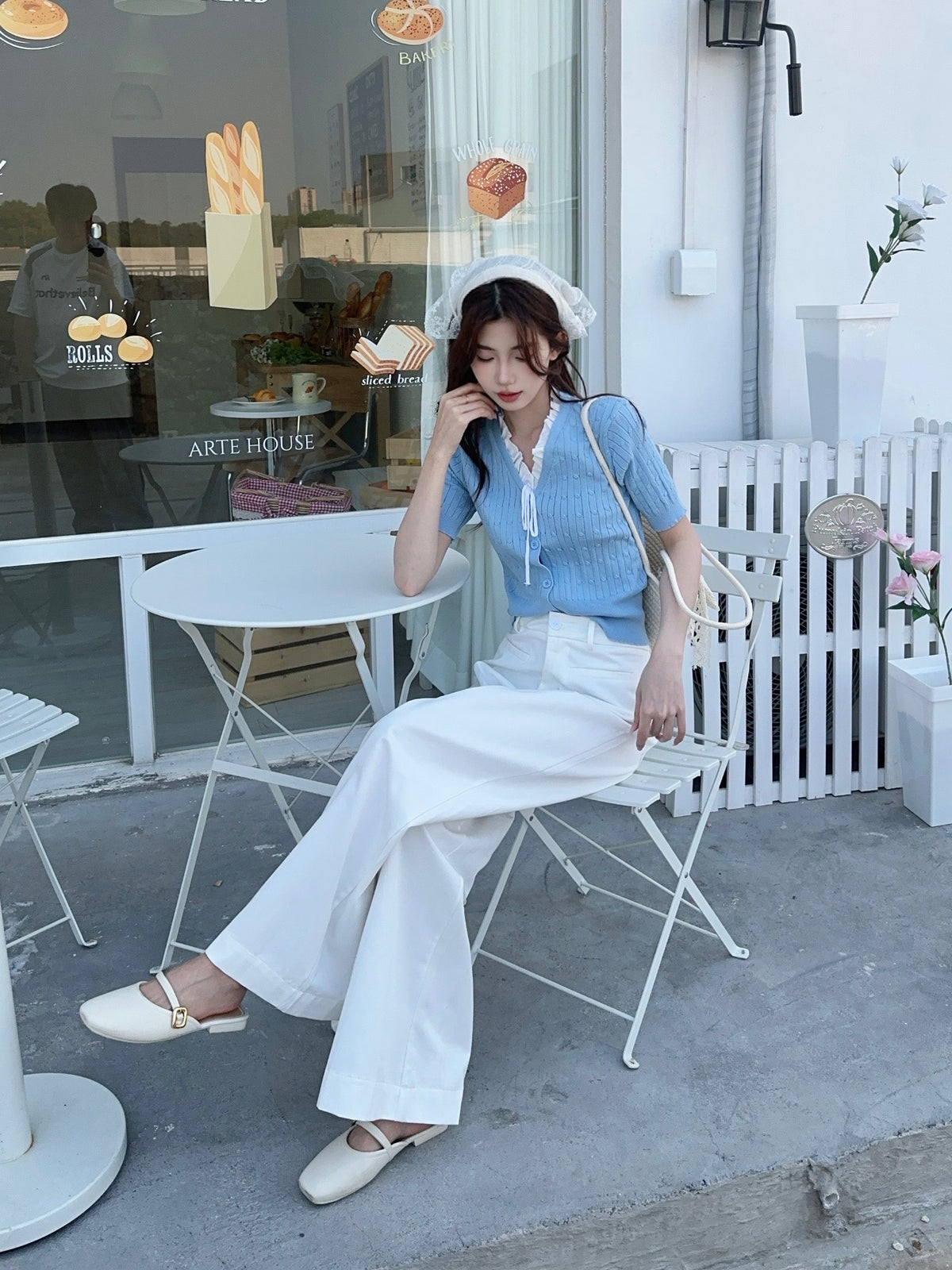 POLLY TROUSERS IN WHITE/GREY