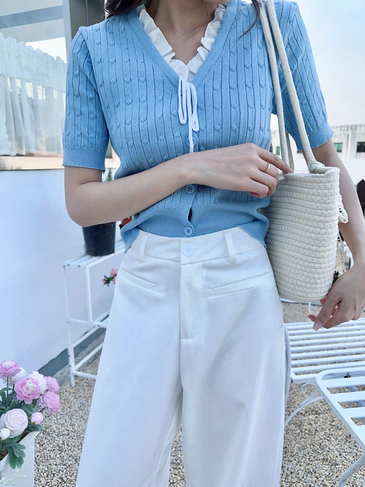 POLLY TROUSERS IN WHITE/GREY