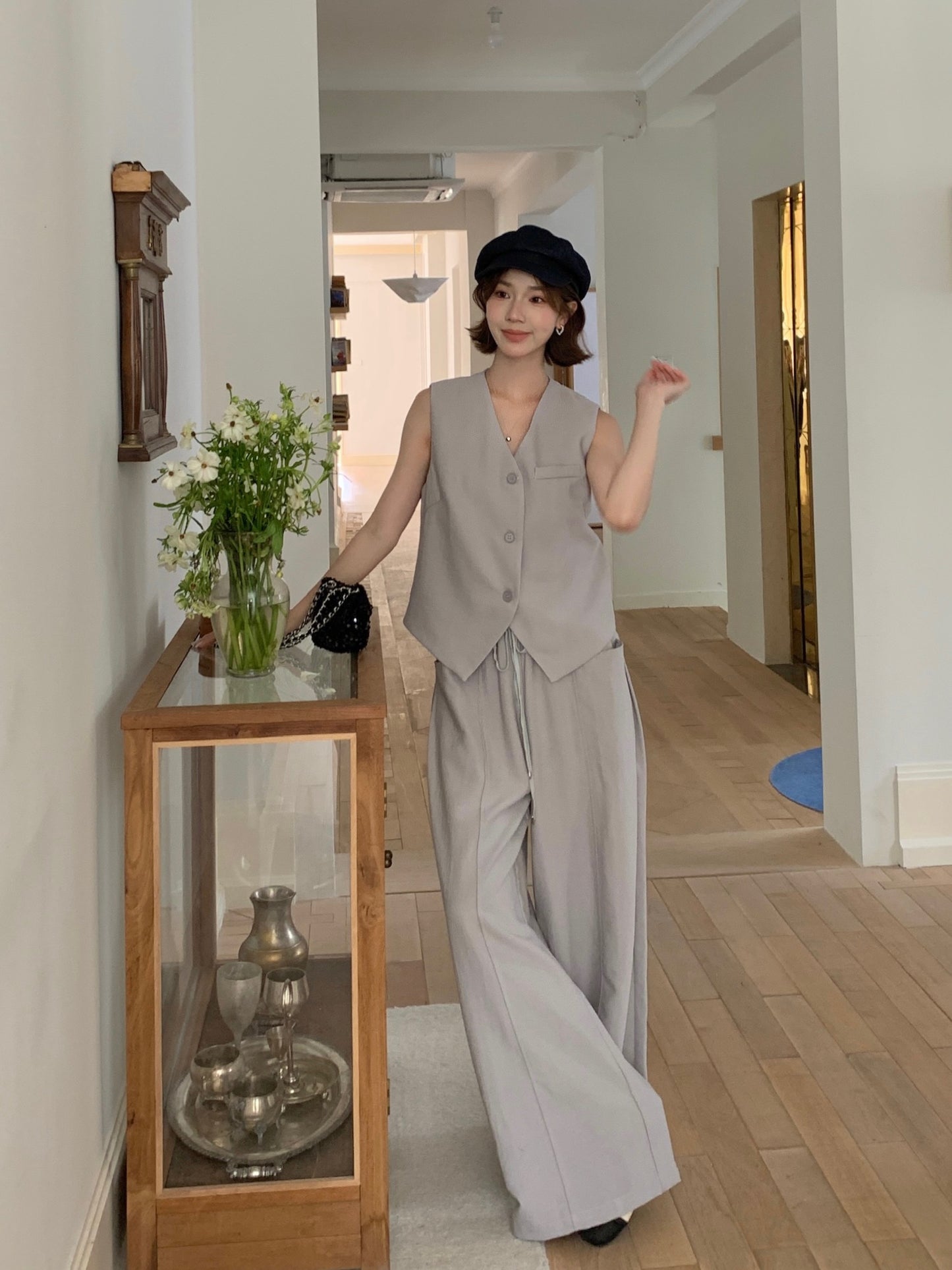 LILIAN VEST SET IN GREY