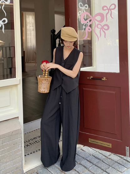 LILIAN VEST SET IN BLACK