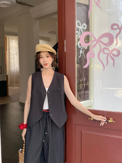 LILIAN VEST SET IN BLACK