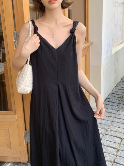 CAMI DRESS IN BLACK/BEIGE