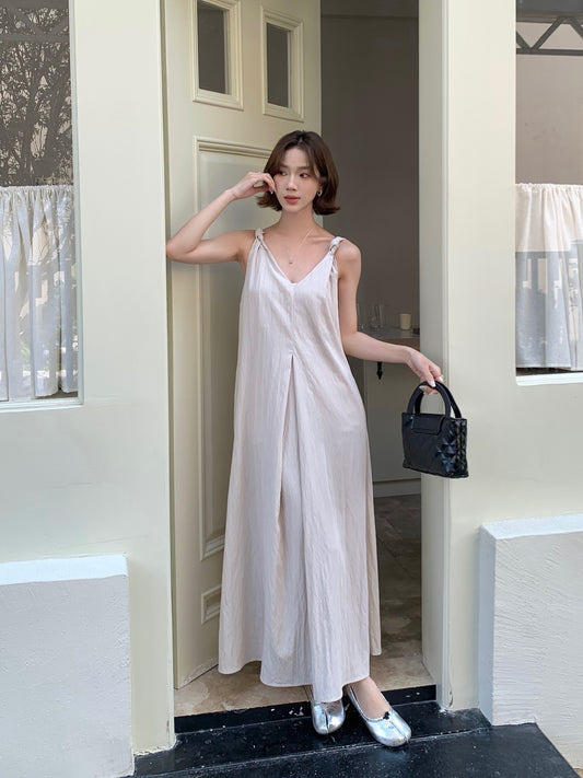 CAMI DRESS IN BLACK/BEIGE