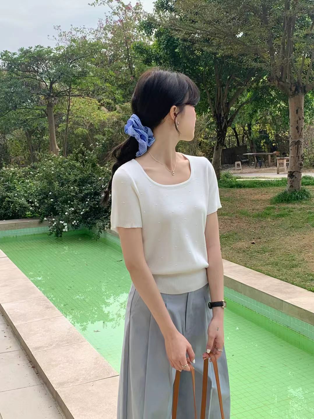 NORA KNIT TOP IN BEIGE/YELLOW/GREEN/BLUE