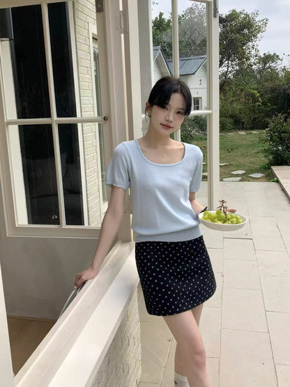 NORA KNIT TOP IN BEIGE/YELLOW/GREEN/BLUE