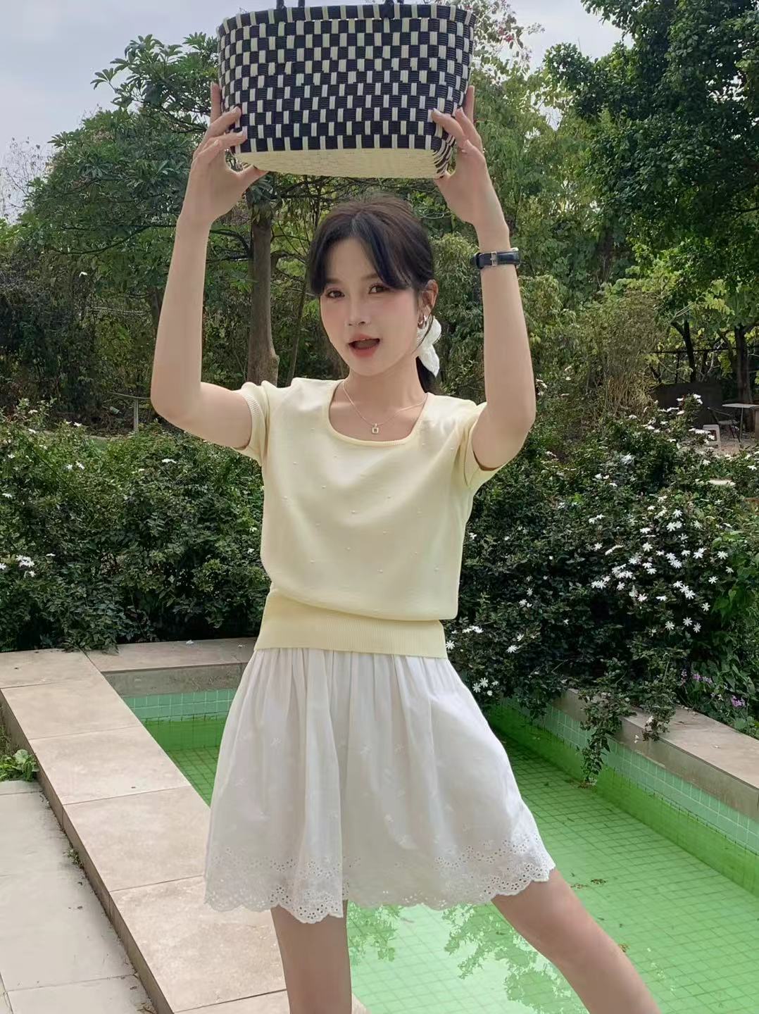 NORA KNIT TOP IN BEIGE/YELLOW/GREEN/BLUE