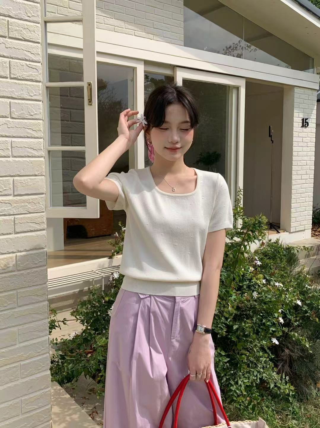 NORA KNIT TOP IN BEIGE/YELLOW/GREEN/BLUE