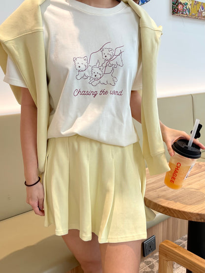 MY DOG TEE IN WHITE/PINK/BEIGE/GREY