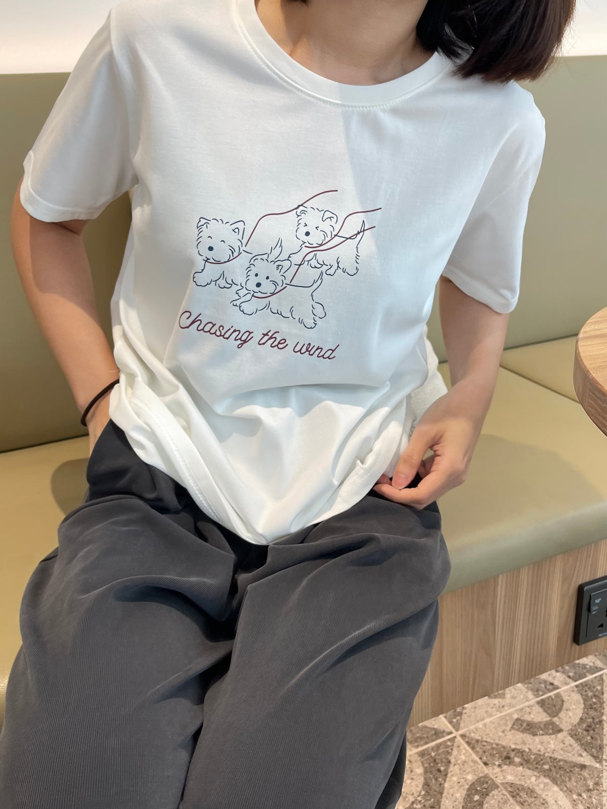 MY DOG TEE IN WHITE/PINK/BEIGE/GREY