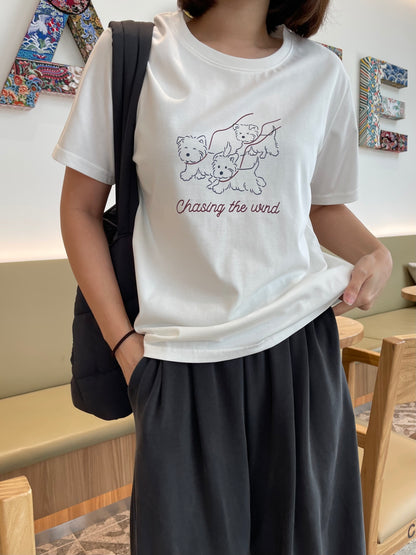 MY DOG TEE IN WHITE/PINK/BEIGE/GREY