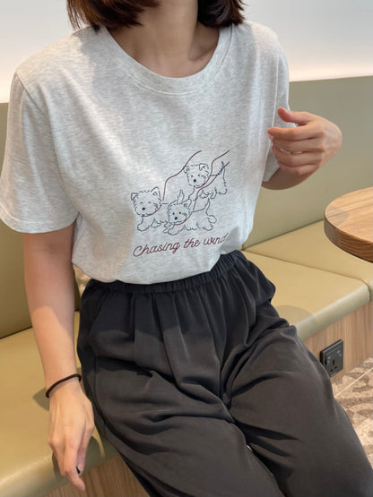 MY DOG TEE IN WHITE/PINK/BEIGE/GREY
