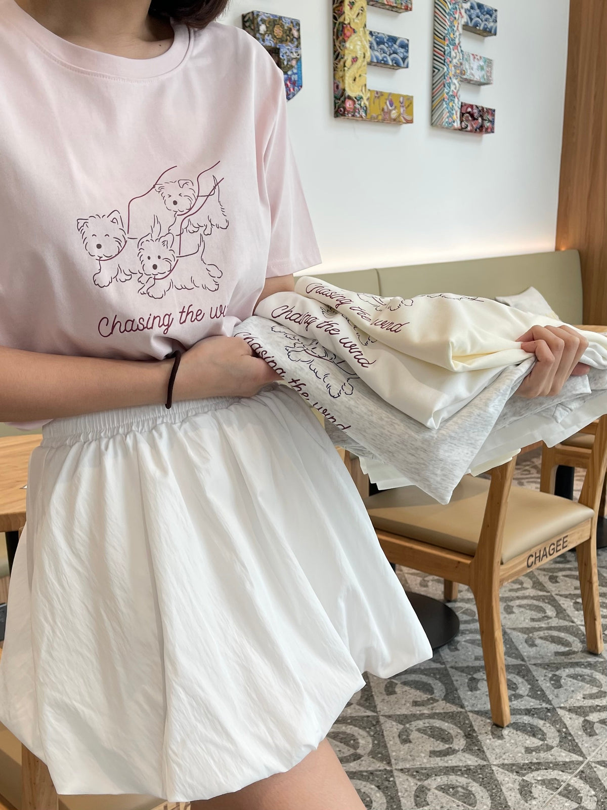 MY DOG TEE IN WHITE/PINK/BEIGE/GREY