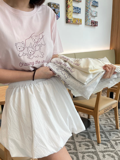 MY DOG TEE IN WHITE/PINK/BEIGE/GREY