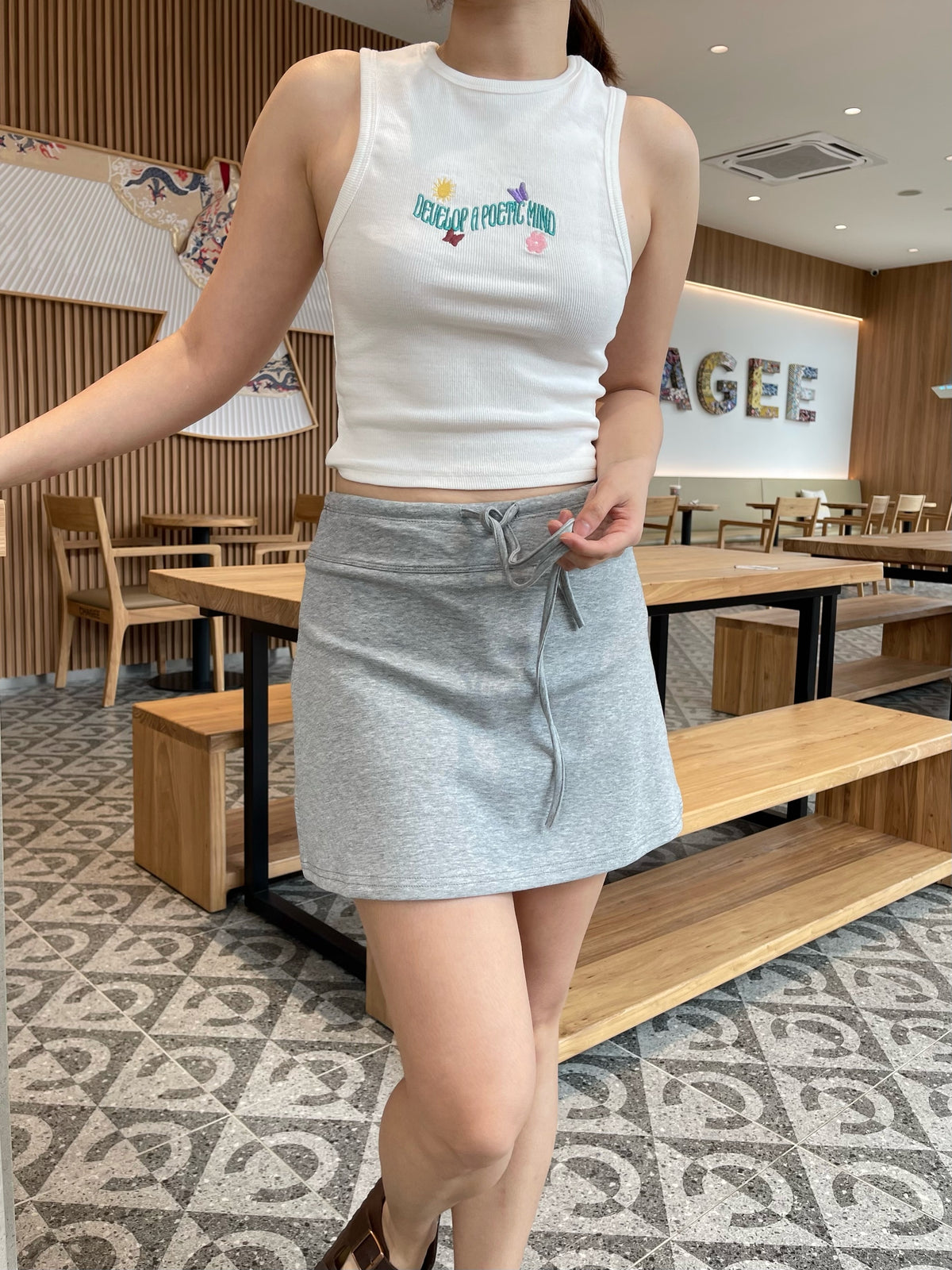 CHLOE MINI SKIRT IN BLACK / GREY