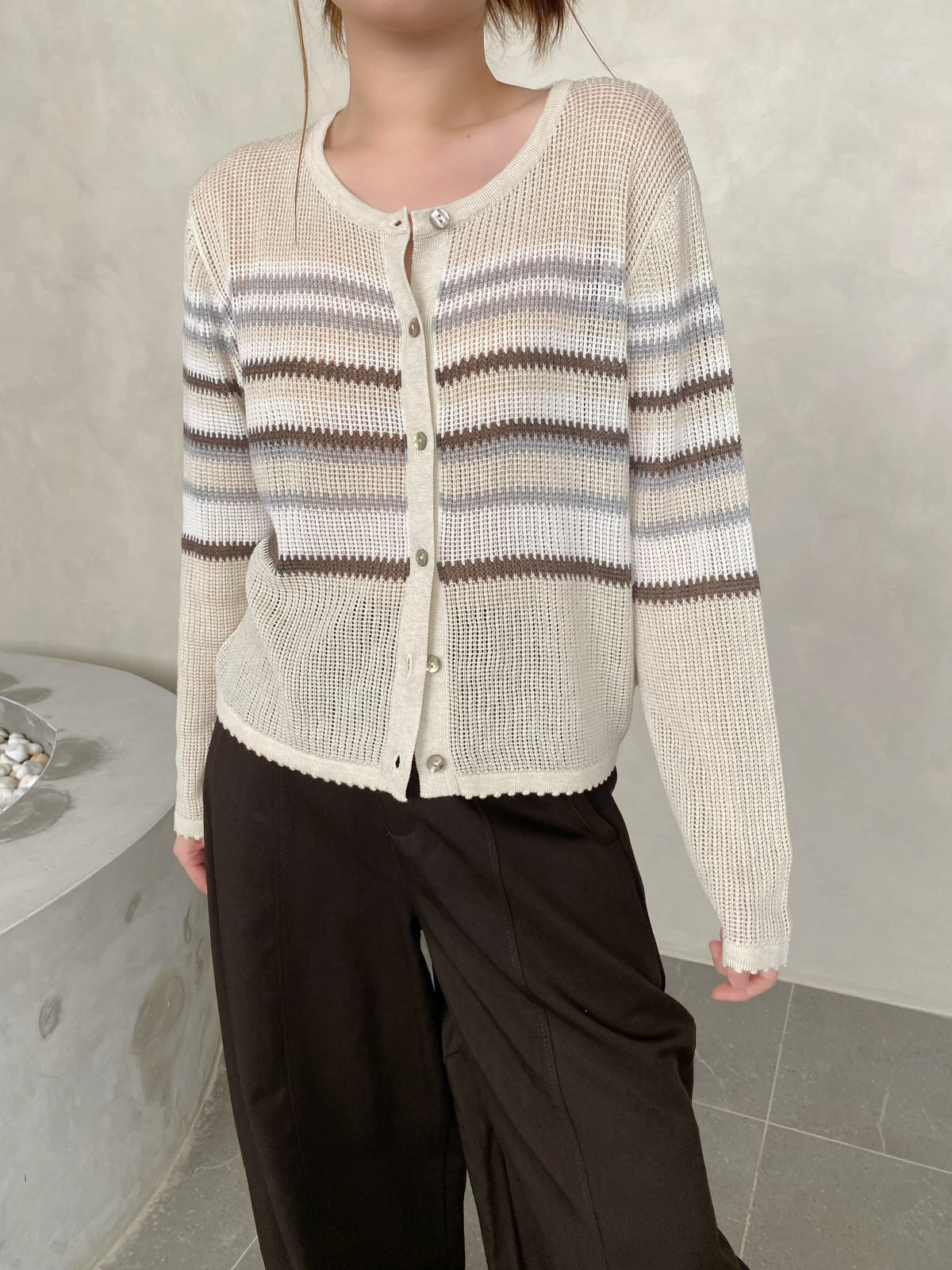 LINDA VINTAGE KNIT TOP IN BEIGE