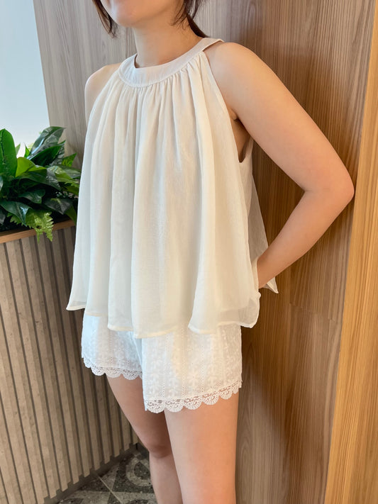 CHIFFON SINGLET TOP IN BLUE/GREEN/BEIGE