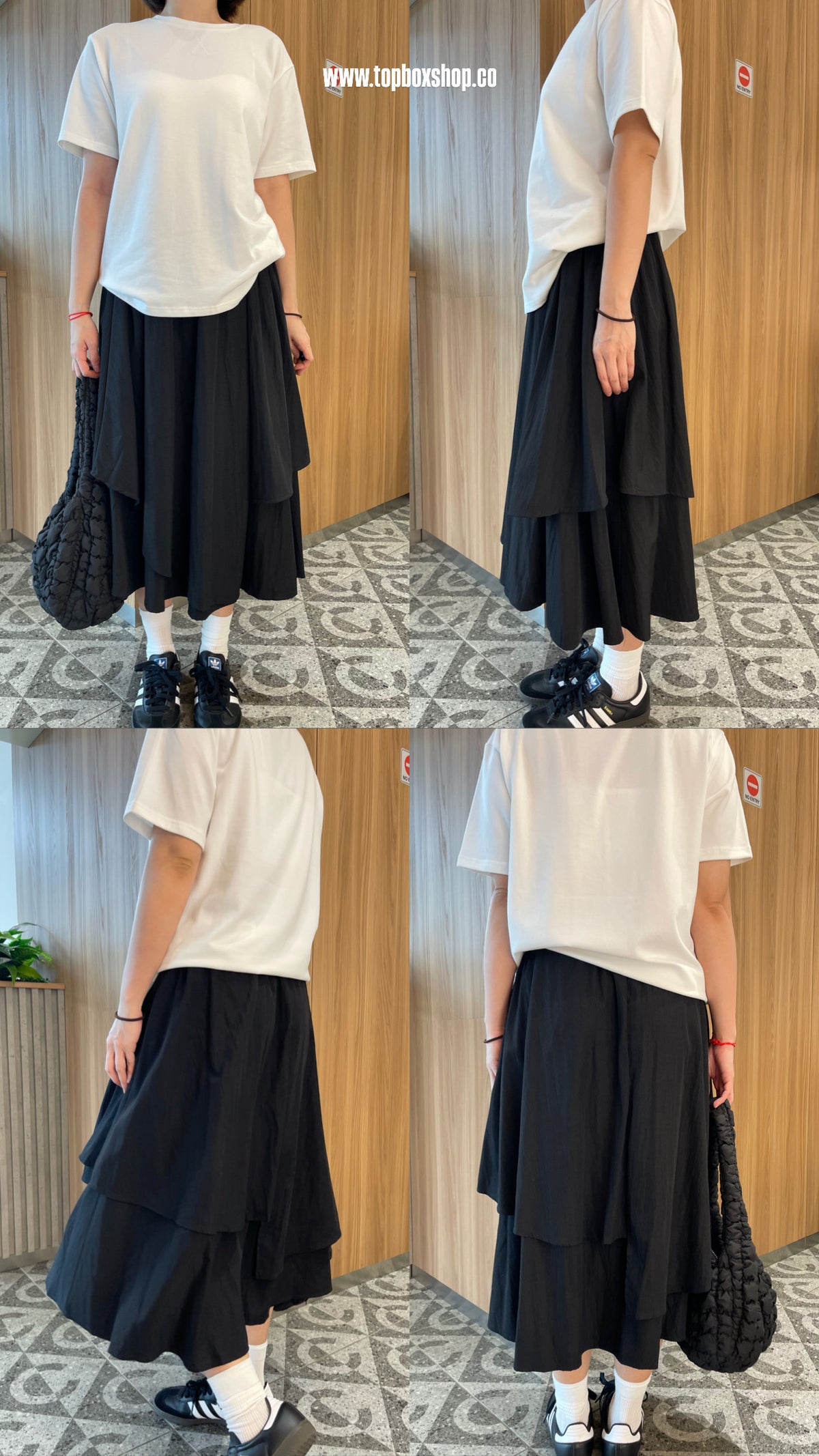 NYLON DESIGN SKIRT IN WHITE/BLACK