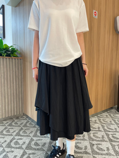 NYLON DESIGN SKIRT IN WHITE/BLACK