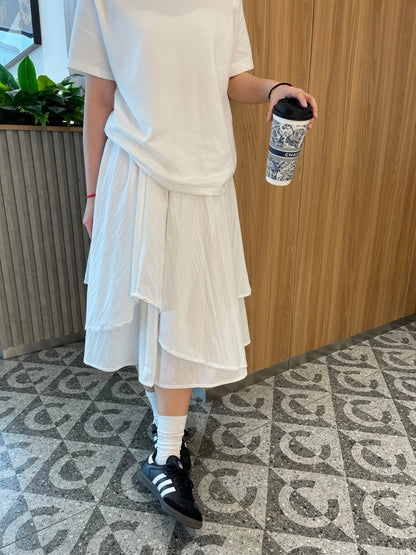 NYLON DESIGN SKIRT IN WHITE/BLACK