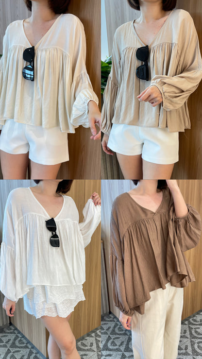 VERRIS BLOUSE TOP IN WHITE/BLACK/BEIGE/KHAKI/BROWN