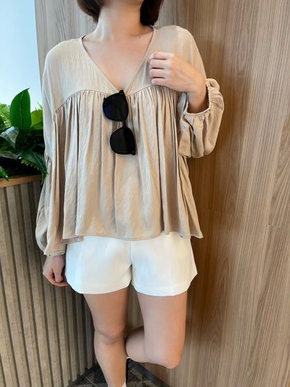 VERRIS BLOUSE TOP IN WHITE/BLACK/BEIGE/KHAKI/BROWN