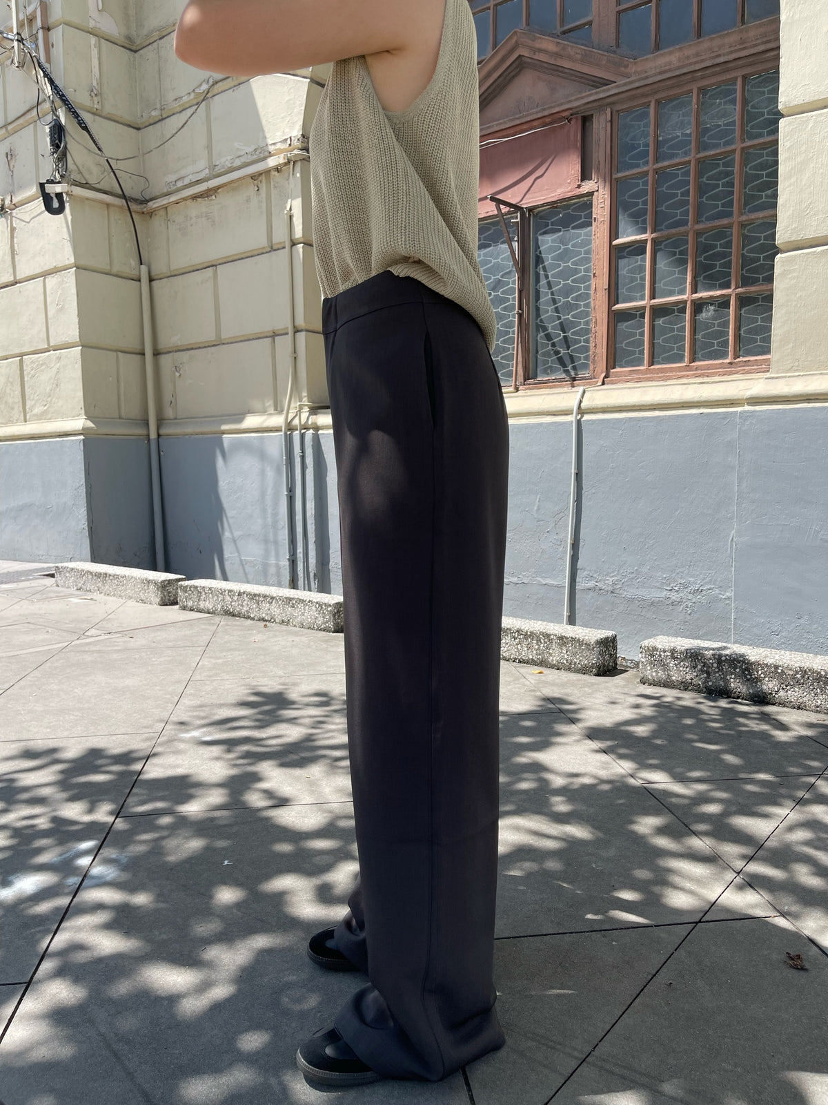 GLORIA HIGH WAIST TROUSERS IN BLACK/GREY
