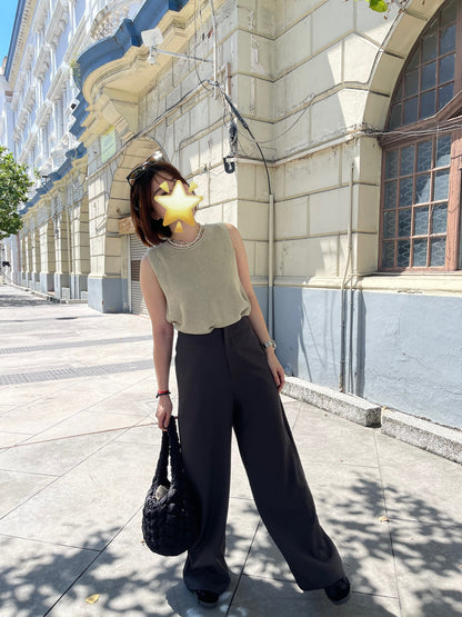GLORIA HIGH WAIST TROUSERS IN BLACK/GREY