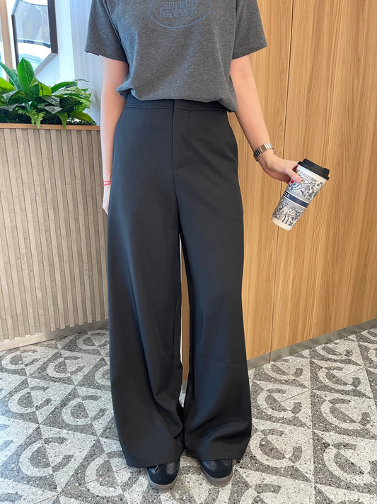 GLORIA HIGH WAIST TROUSERS IN BLACK/GREY