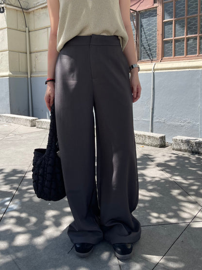 GLORIA HIGH WAIST TROUSERS IN BLACK/GREY