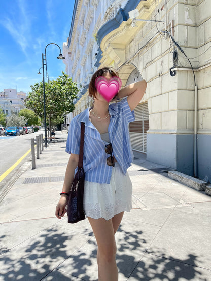 GAMI LINEN BLOUSE IN BLUE