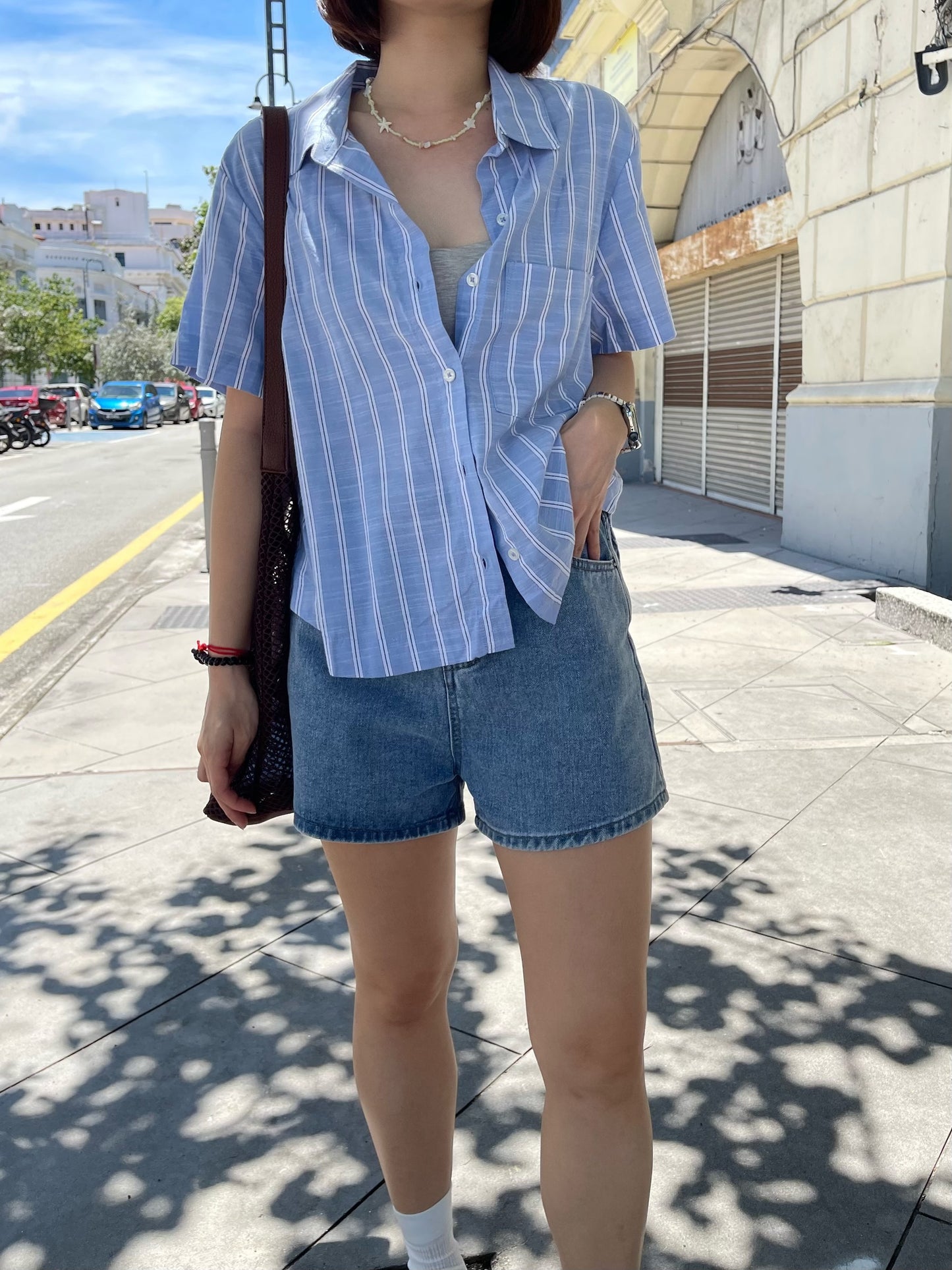 GAMI LINEN BLOUSE IN BLUE