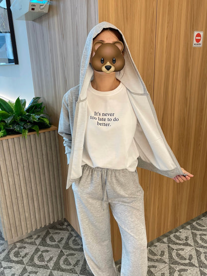 STELLA HOODIE SET IN BEIGE/GREY/BLACK
