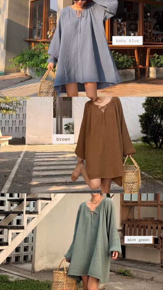 OVERSIZED COTTON LINEN DRESS