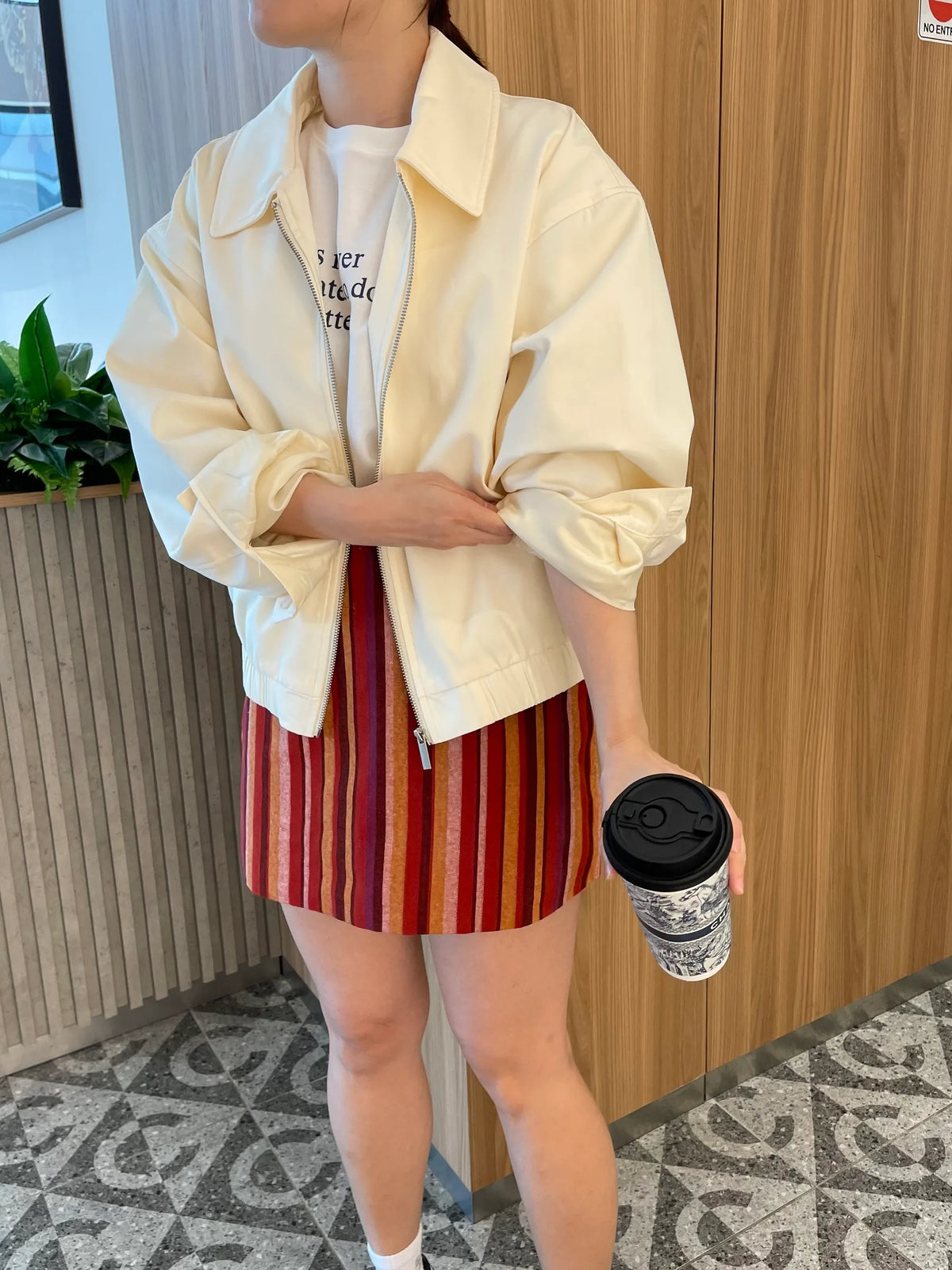 JOSIE OVERSIZED JACKET IN BEIGE/PINK
