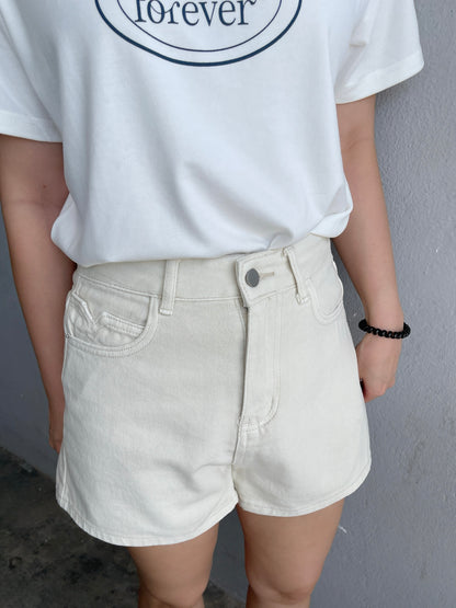 HIGHWAIST BEIGE JEANS SHORT